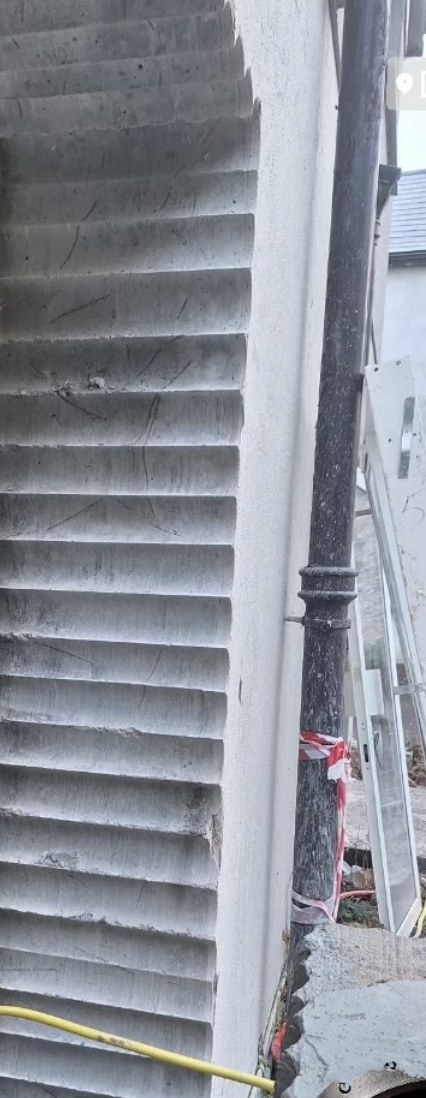 Stitch coring — large opening cut through exterior concrete wall in Doneraile