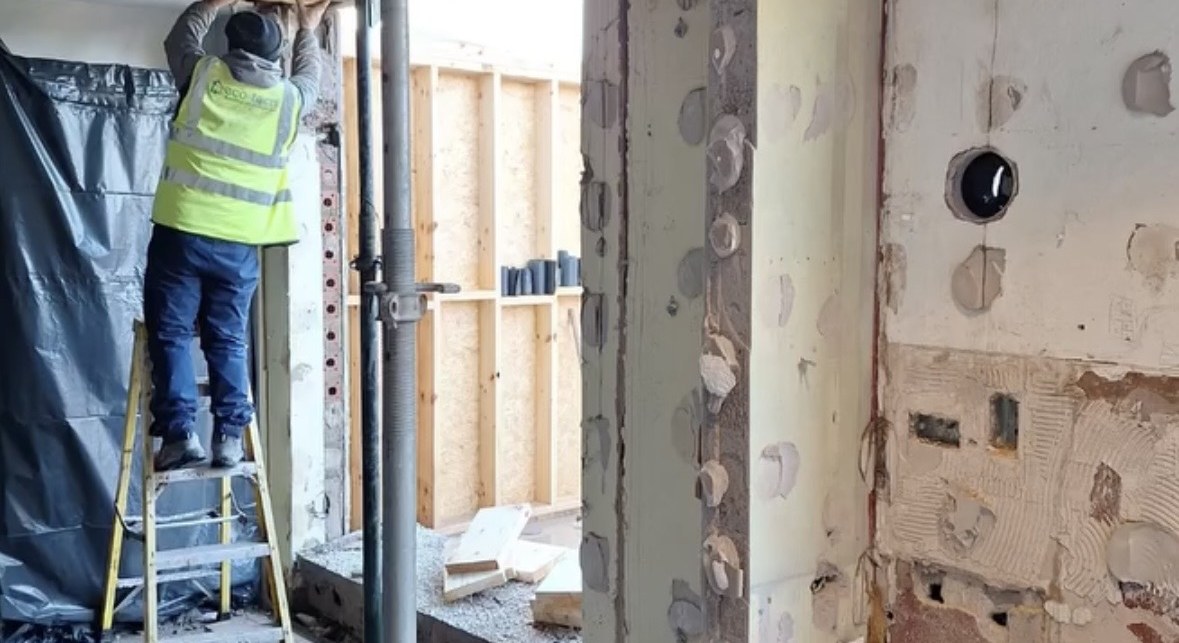 Blitz operative making a structural wall cut to form a new opening in Cork